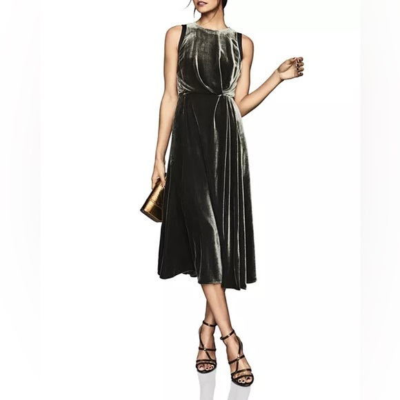 Reiss Dresses & Skirts - Reiss Olive-Green Velvet Midi Dress